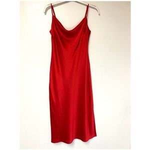 Express Red Satin Cowl Neck Slip Dress